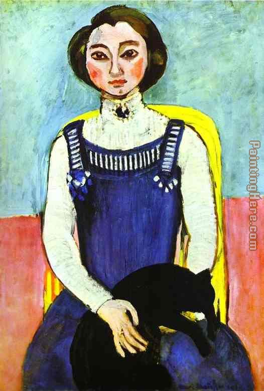 Girl with A Black Cat painting - Henri Matisse Girl with A Black Cat art painting